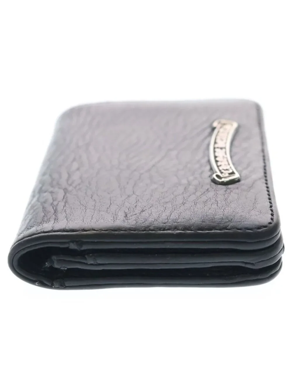 Chrome Hearts Crd Arch Logo Plate 3 Pocket Leather Card Case Black